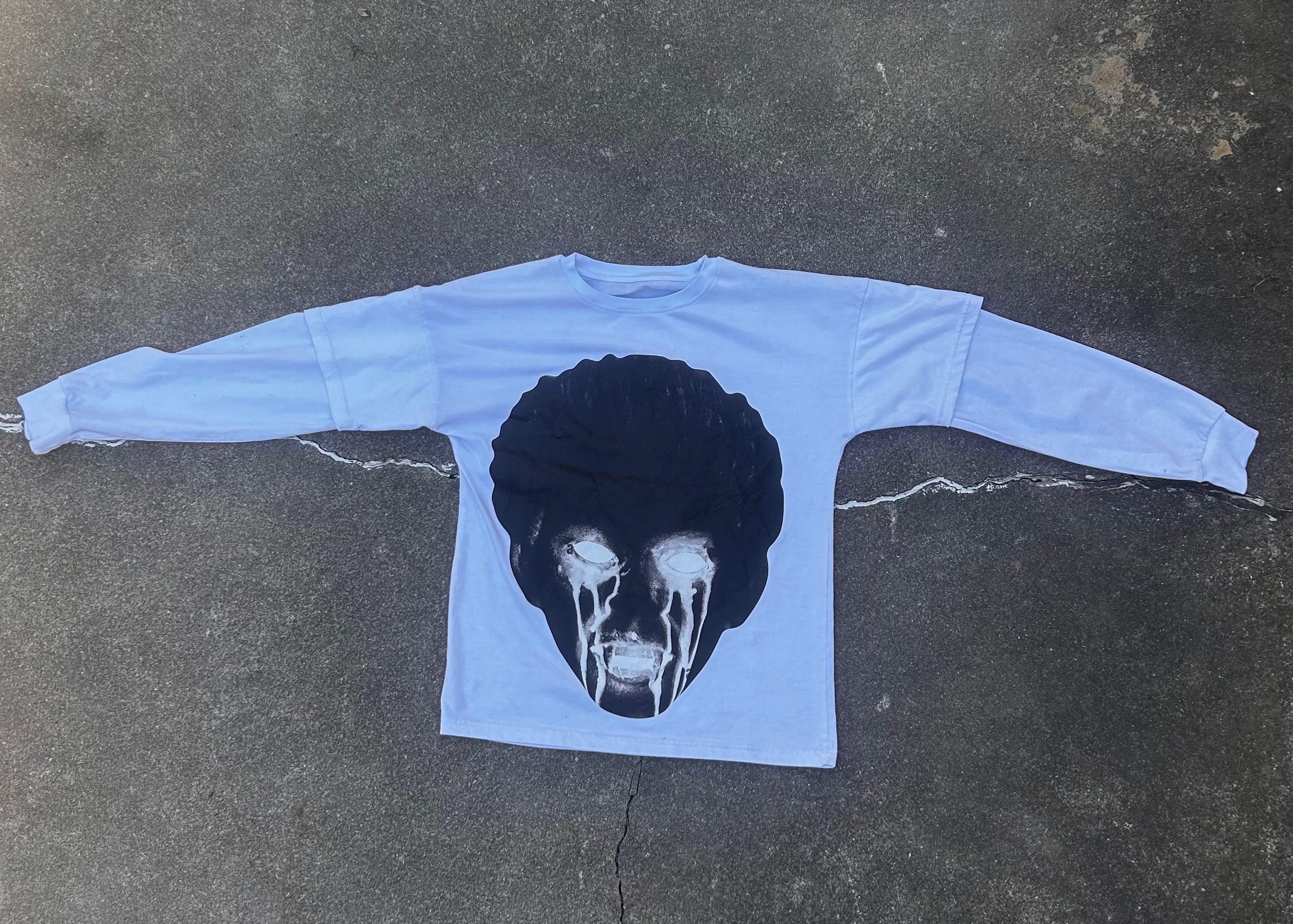 Double layered white long sleeve Hellraiser tee